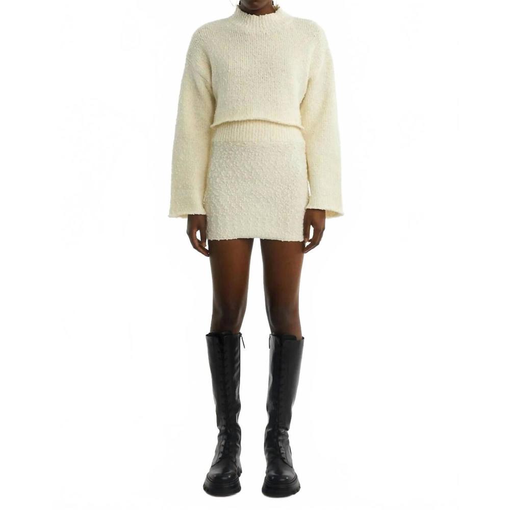 NEW OVAL SQUARE dot knitted mini skirt in off white